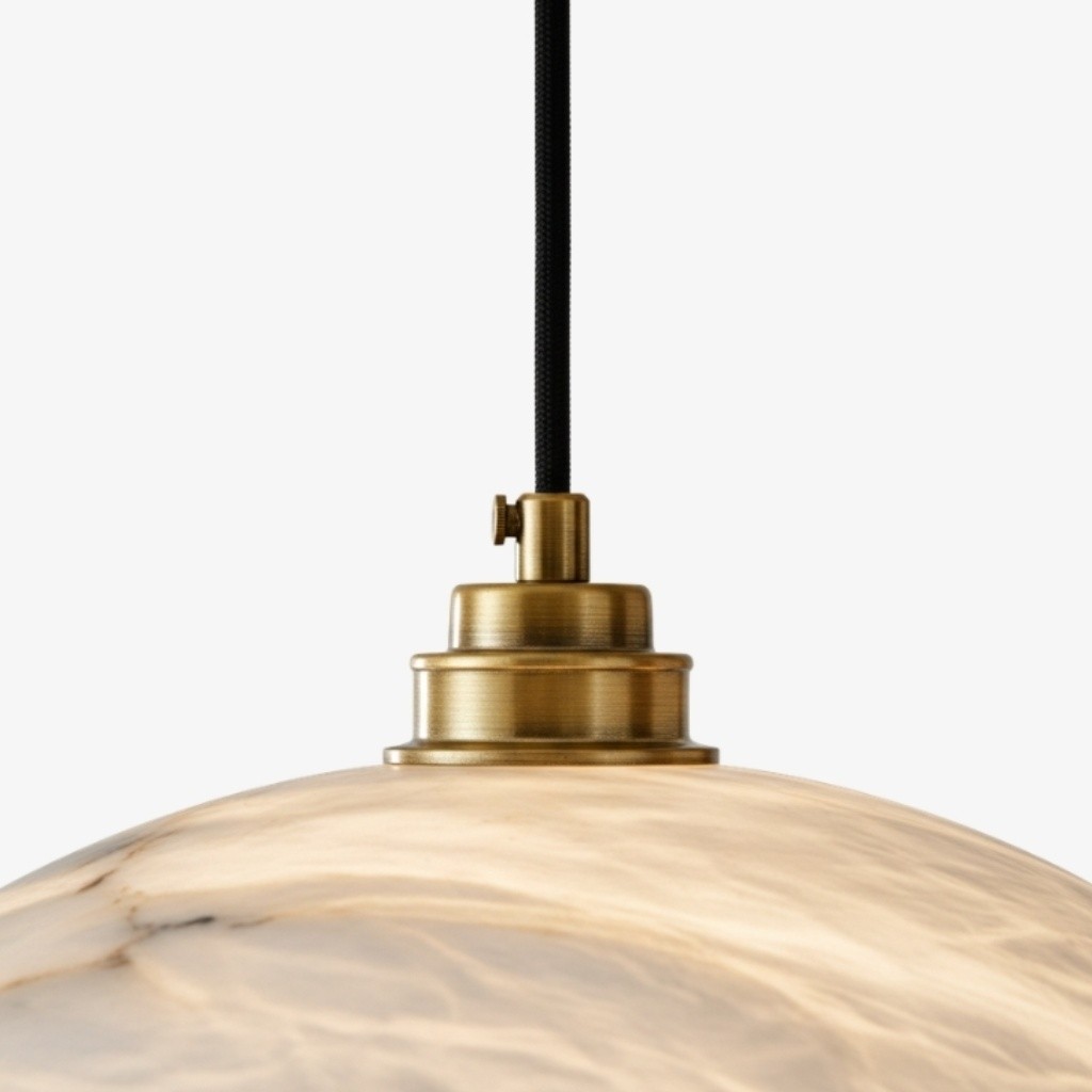 Alariv Elegante Alabaster Dome Hanglamp - Moderne Steenverlichting voor Eet- of Woonkamer HL2500