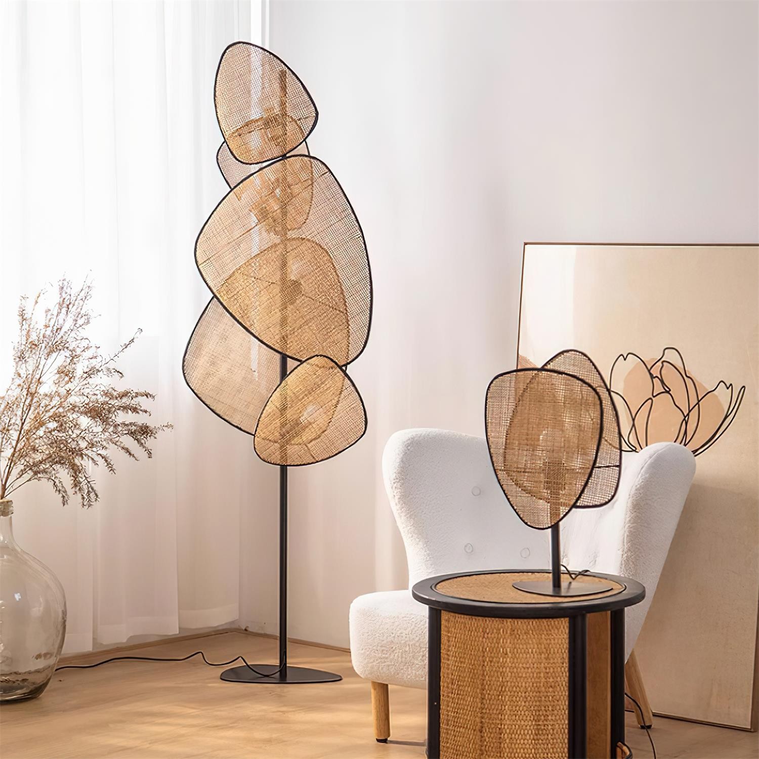 Creatieve natuurlijke rotan vloerlamp HL745