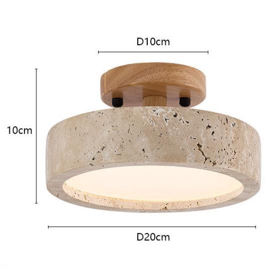 Ronde gele travertijn plafondlamp HL1284