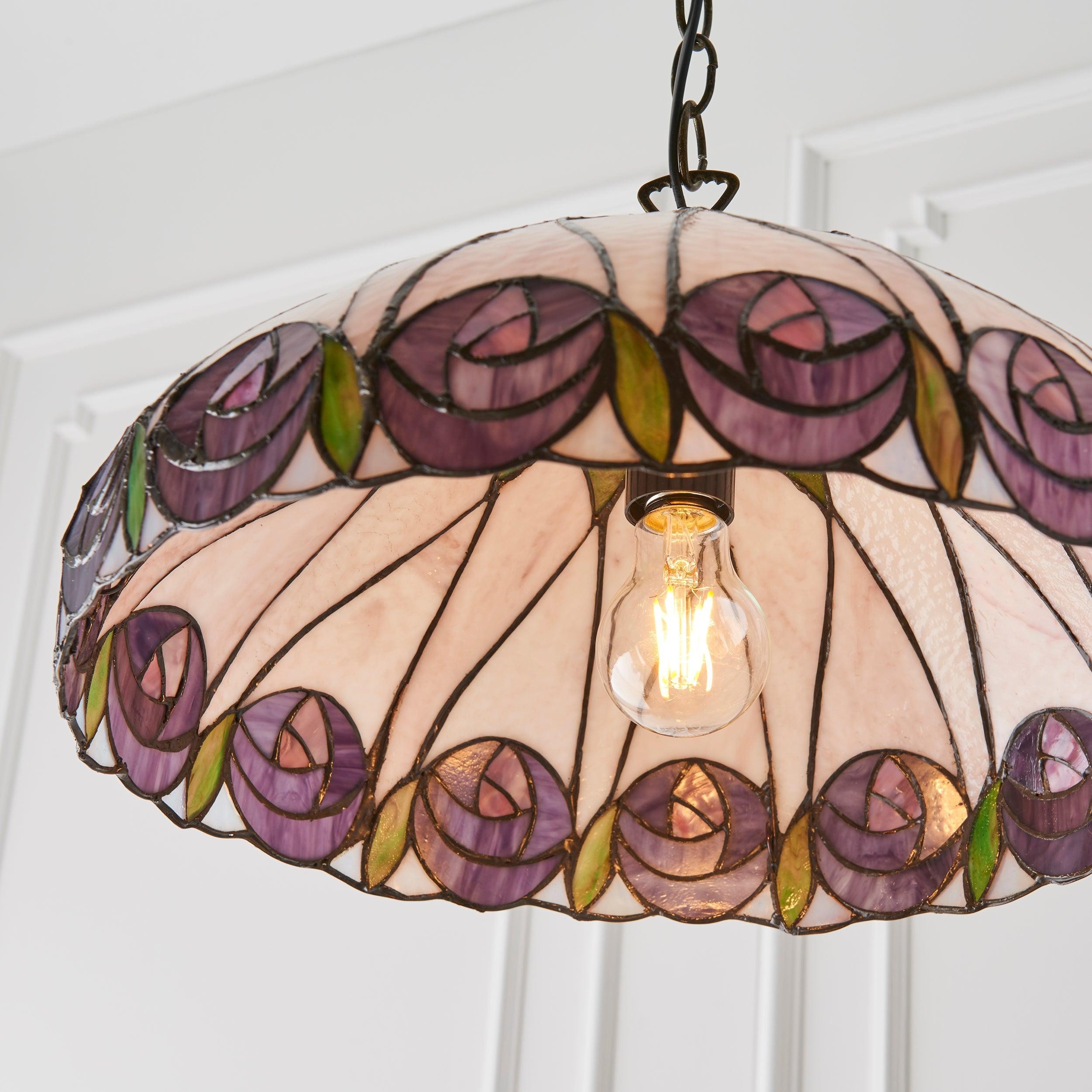 TF Hutchinson Tiffany glazen hanglamp met artistiek mozaïekdesign voor eet- en woonkamers HL2151