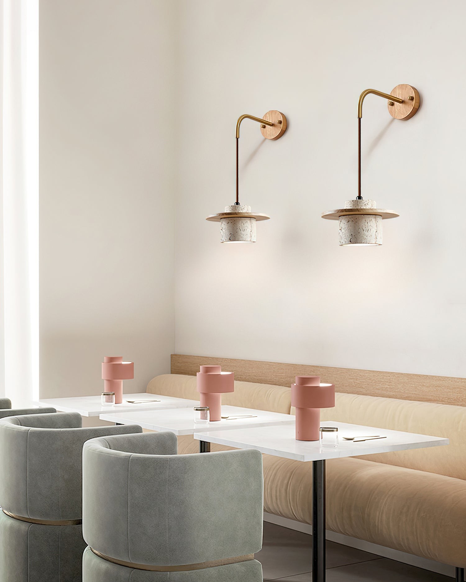 Retro Wabi Sabi getextureerde travertijn wandlamp HL991