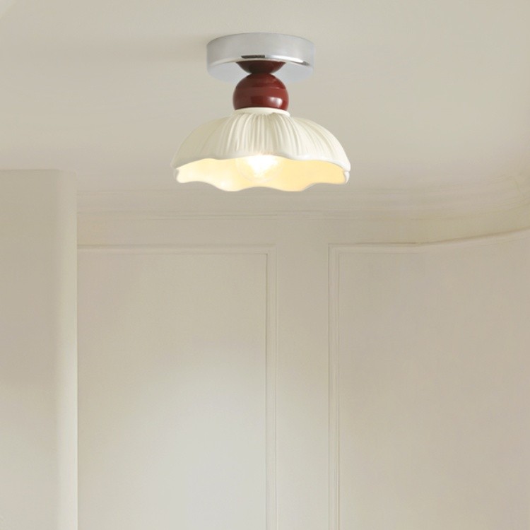 Nordic Retro Bloemblaadje Crème Plafondlamp HL229