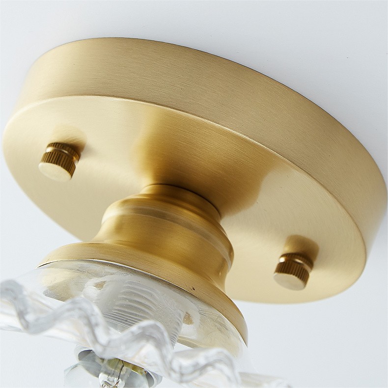 Vintage helder glazen geribbelde bloemblaadje plafondlamp HL139