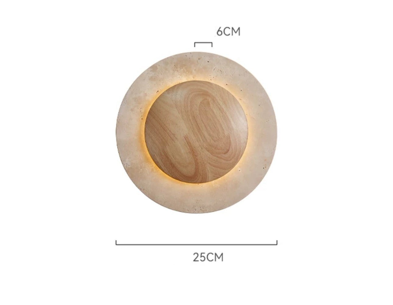 Ronde wandlamp van travertijnhout HL3433