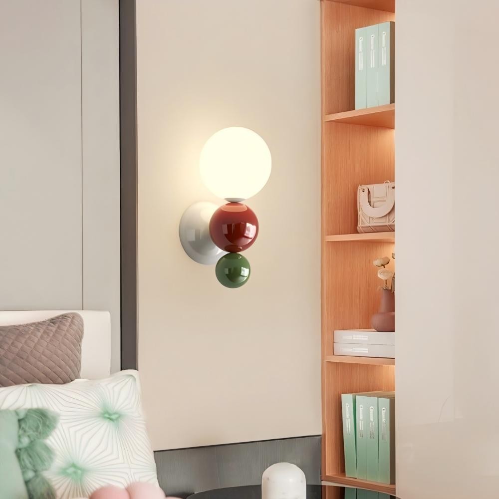 Kleurrijke Crèmekleurige Bolvormige Wandlamp HL321