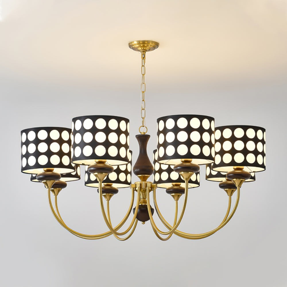 Moderne luxe zwarte kroonluchter met meerdere koppen en stippen HL1121
