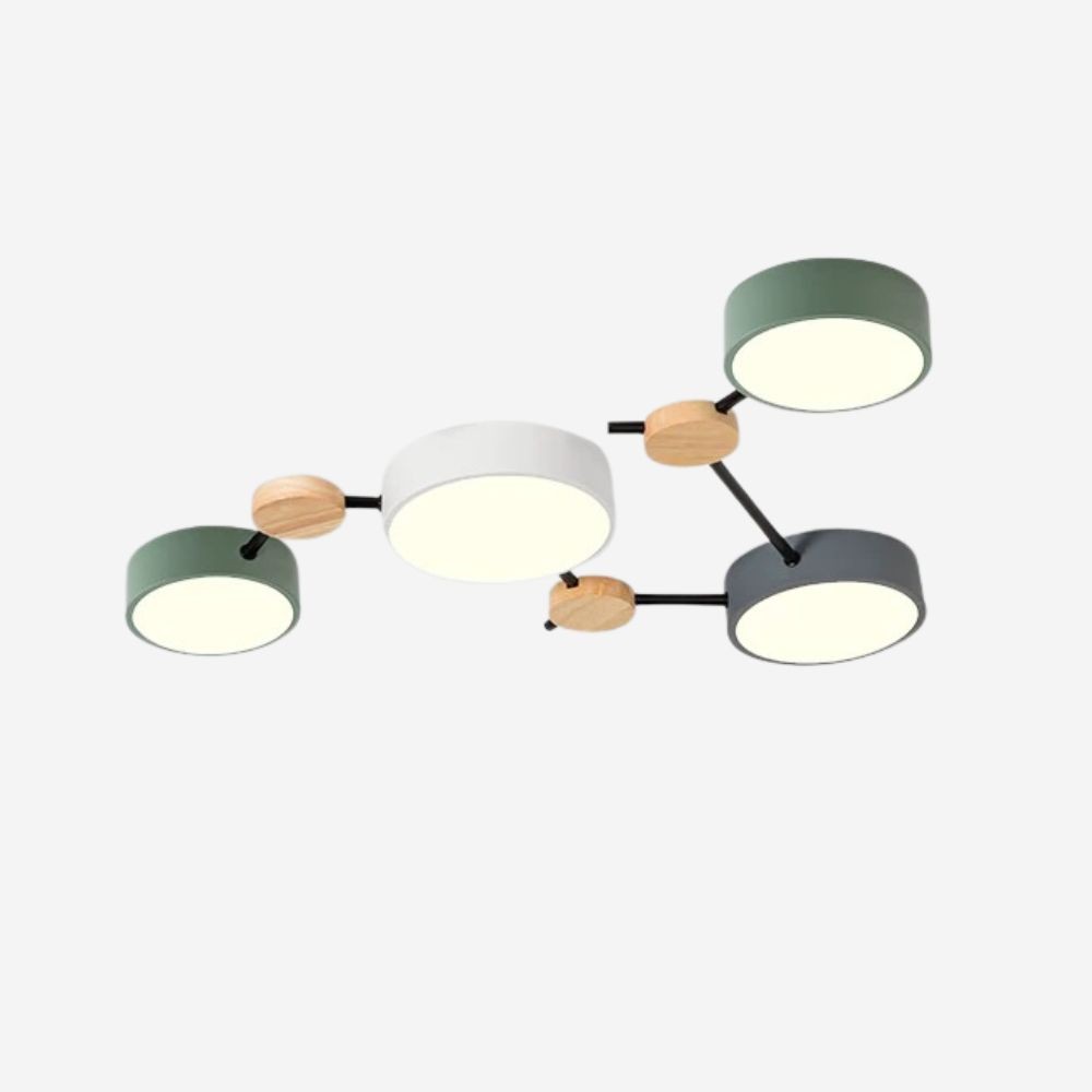 Moderne plafondlamp met houten schijf - LED-lamp met takken voor woonkamer HL1346