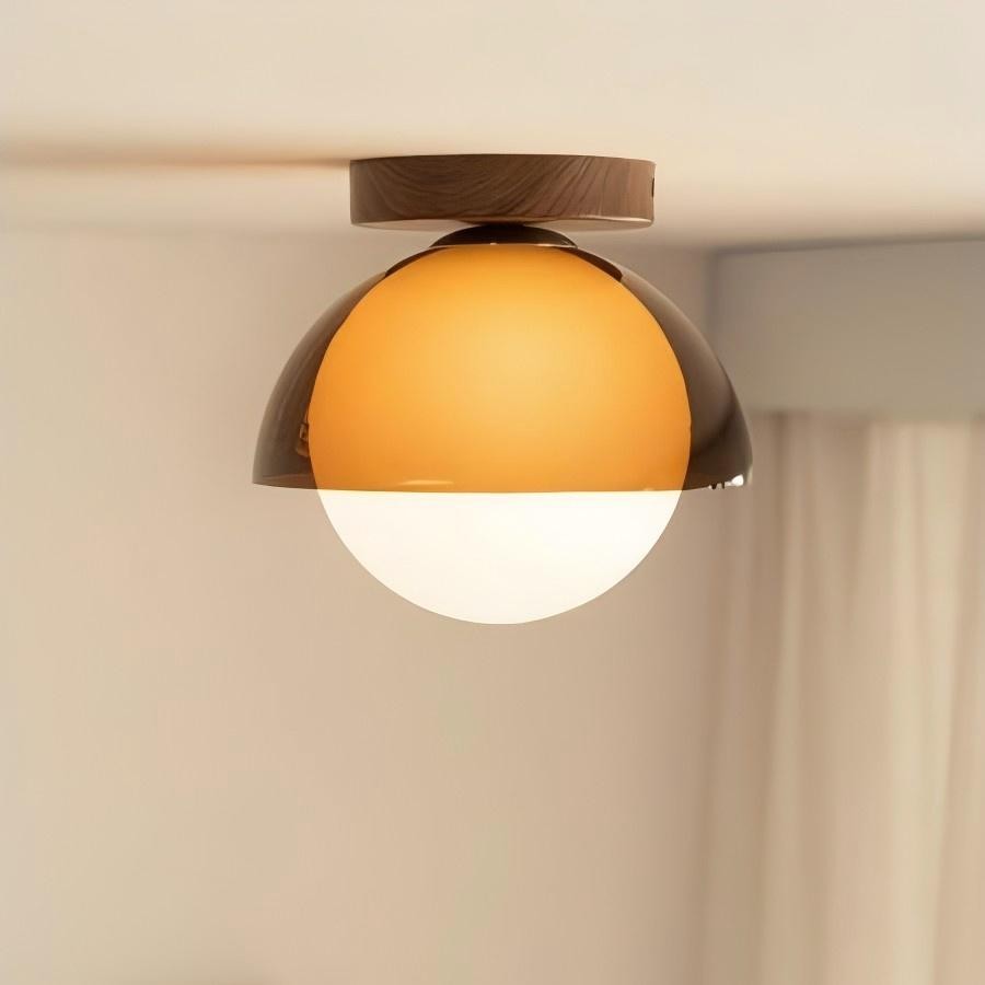 Sunset Globe Plafondlamp - Vintage Walnoot Design Accent HL1841