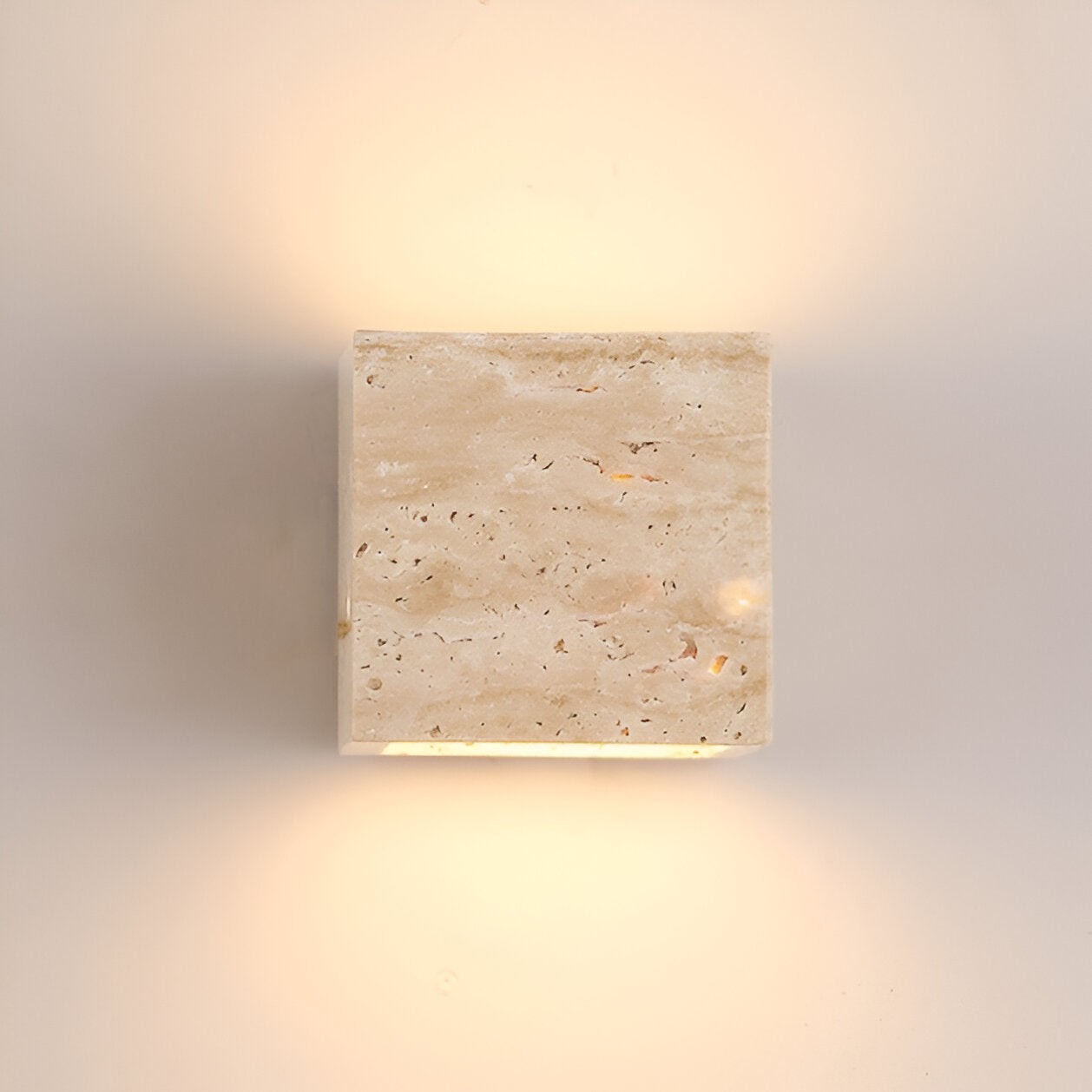 Minimalistische LED-wandlamp voor buiten van travertijnsteen HL1278