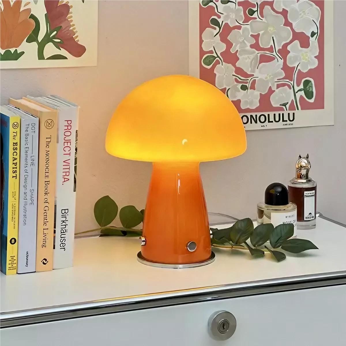 Deense Bauhaus glazen paddestoel tafellamp HL187