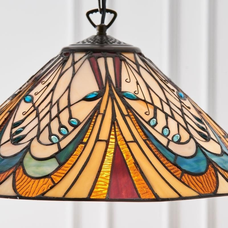 TF Hector Hanglamp - Decoratieve lamp met Art Nouveau glas-in-lood design voor eet- of woonkamer HL2228