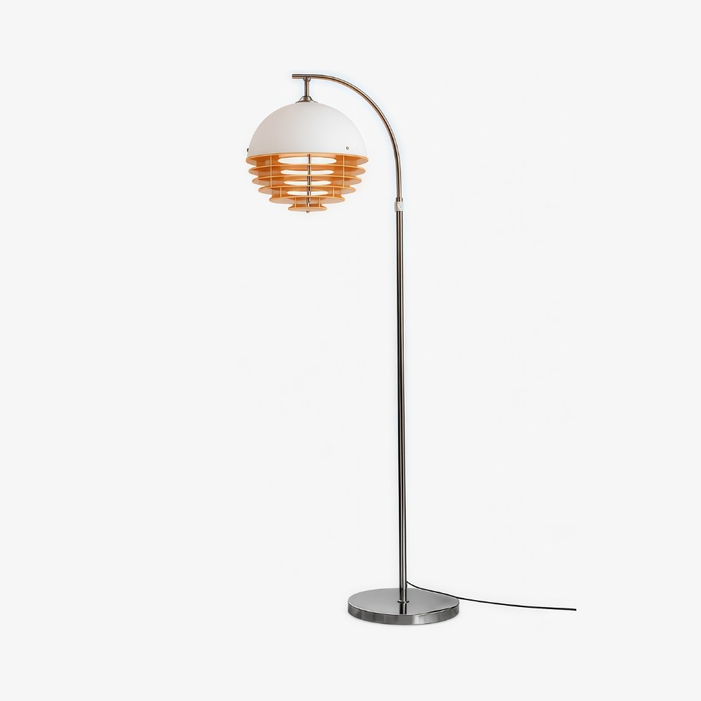 Afterglow Sunset gebogen vloerlamp - Vintage glazen kap voor slaapkamer HL3571