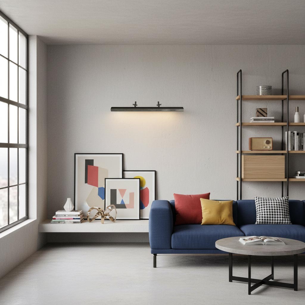 Libris Cilindervormige Schilderijlamp - Wandlamp met Metalen Kap voor Woonkamer of Slaapkamer HL2373