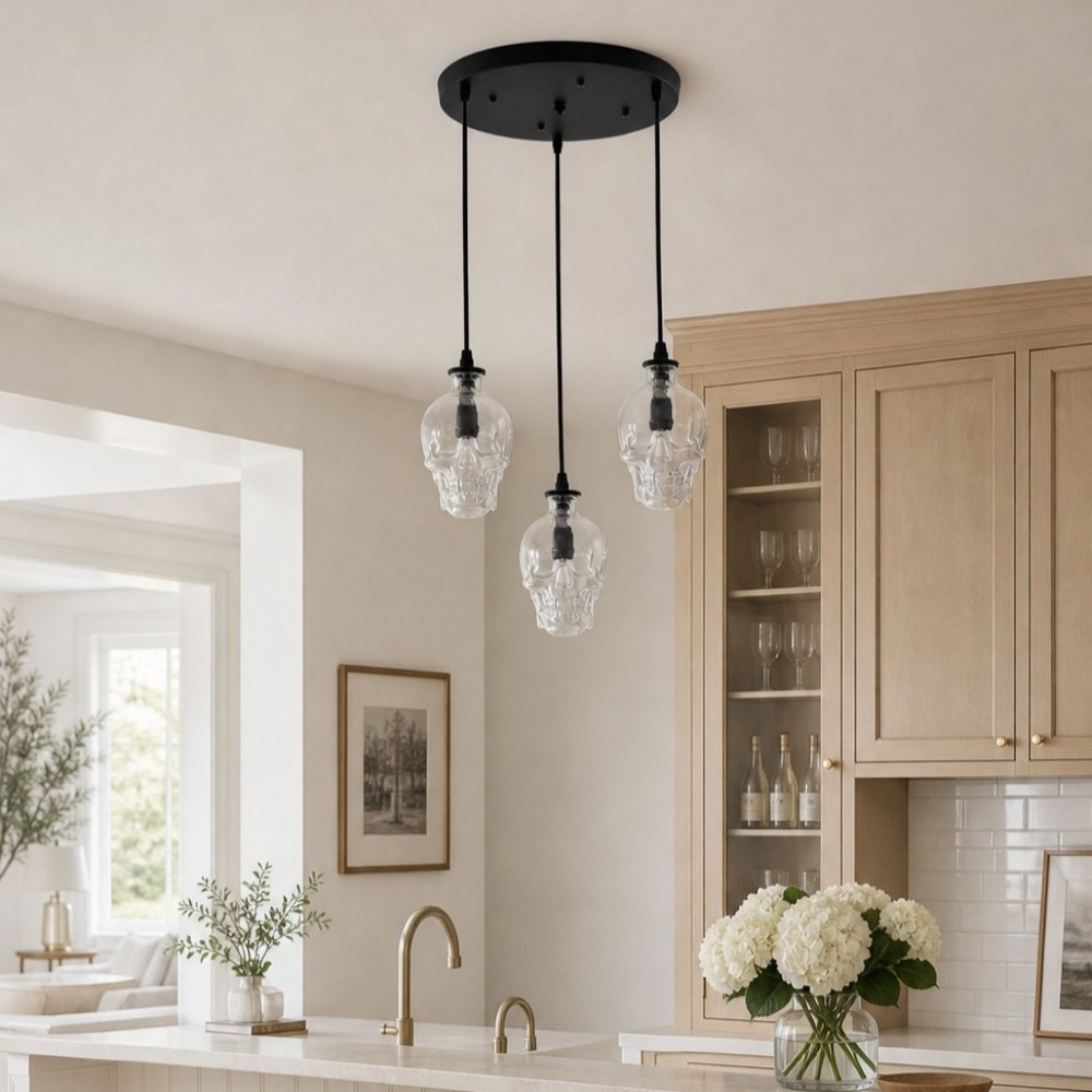 Helder glazen schedel wandlamp HL1251