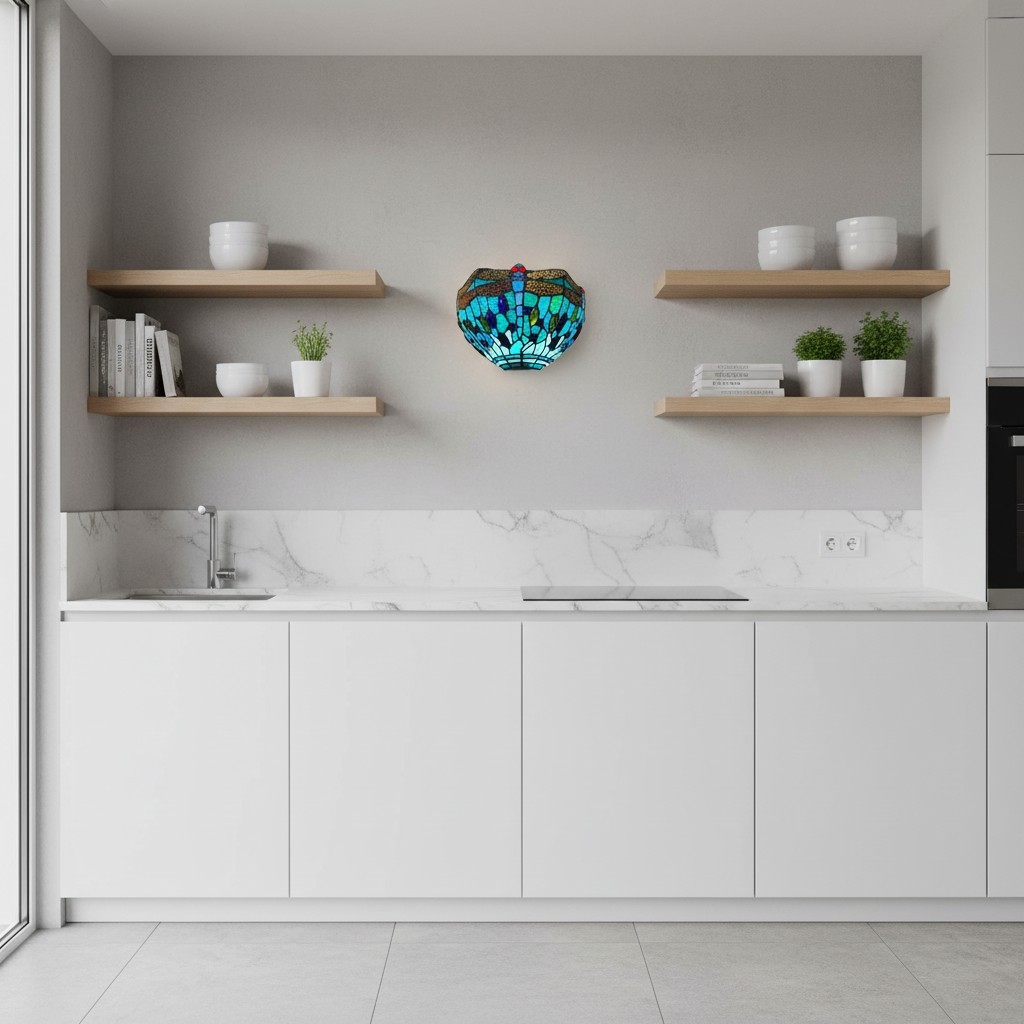 TF Wandlamp met libellenpatroon - Klassiek handgesneden glas-in-lood voor hallen en slaapkamers HL2117