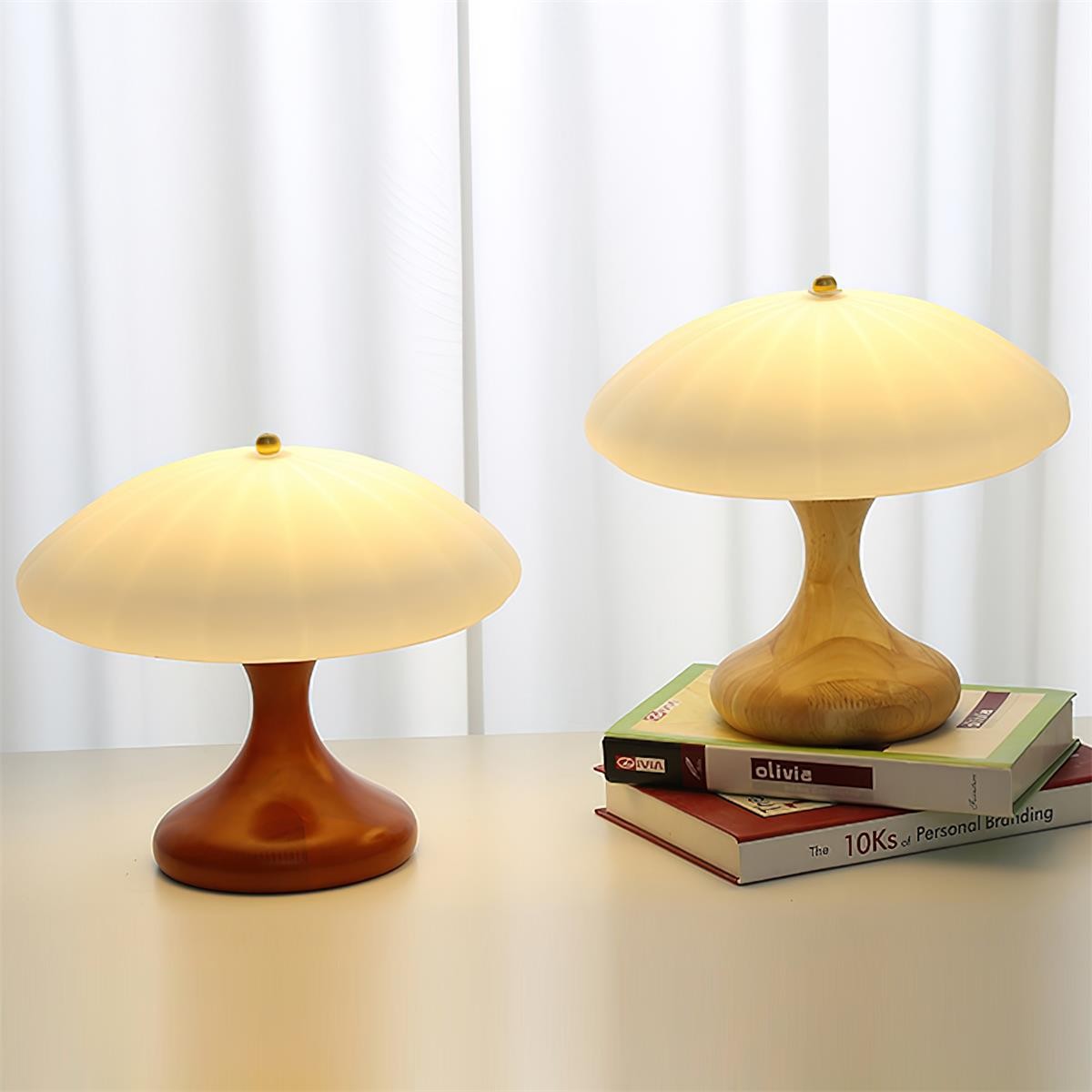 Paddenstoelvormige gebogen tafellamp HL892