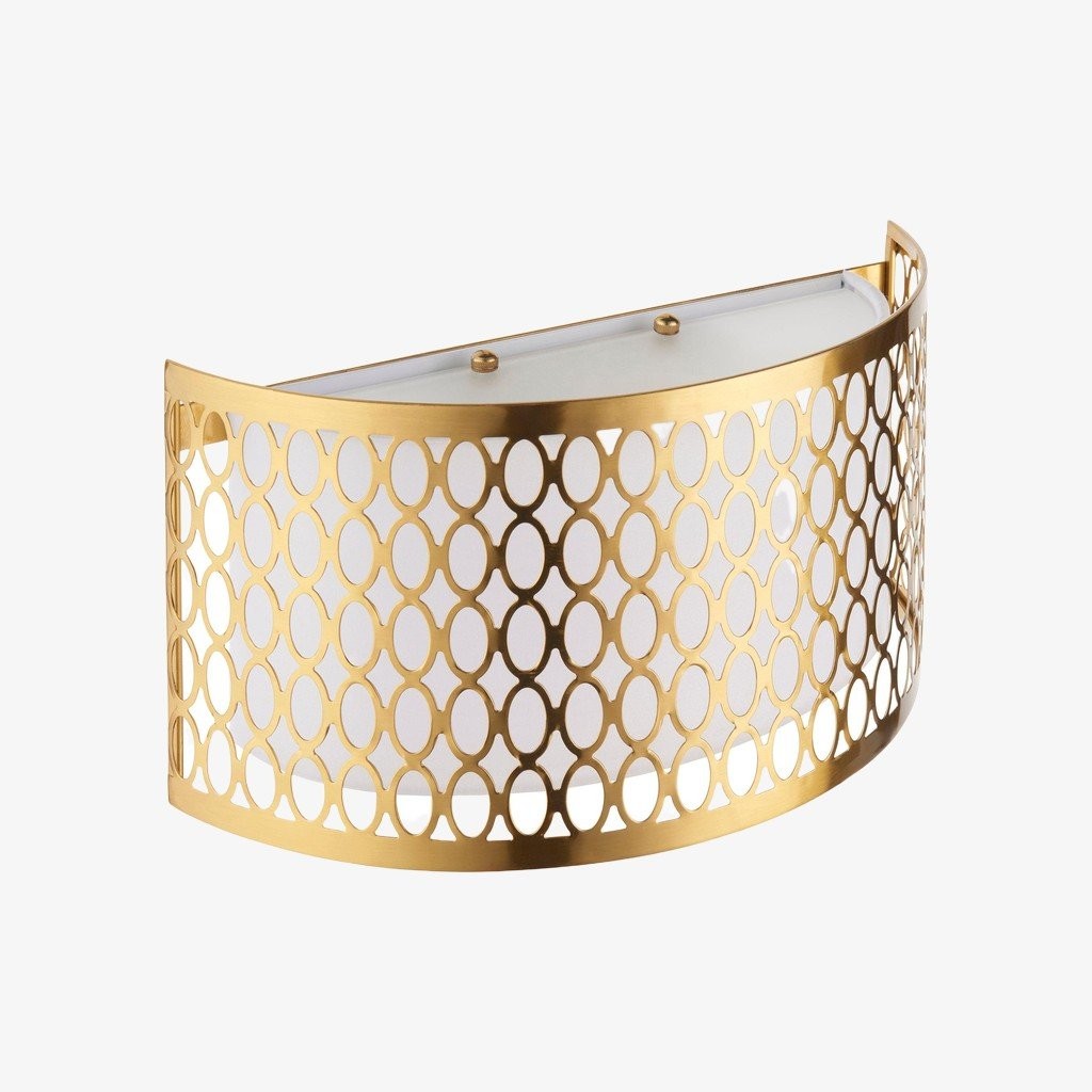 Liorin Fretwork wandlamp - Moderne gebogen metalen en stoffen kap wandlamp voor hal of slaapkamer HL2192