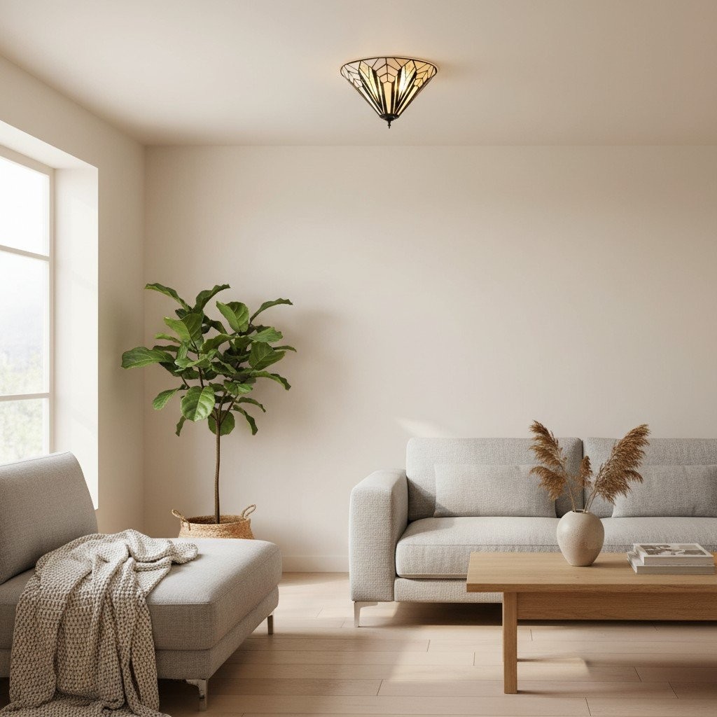 TF Astoria Modern Deco plafondlamp met getextureerd glas - Elegante woonlamp HL2244