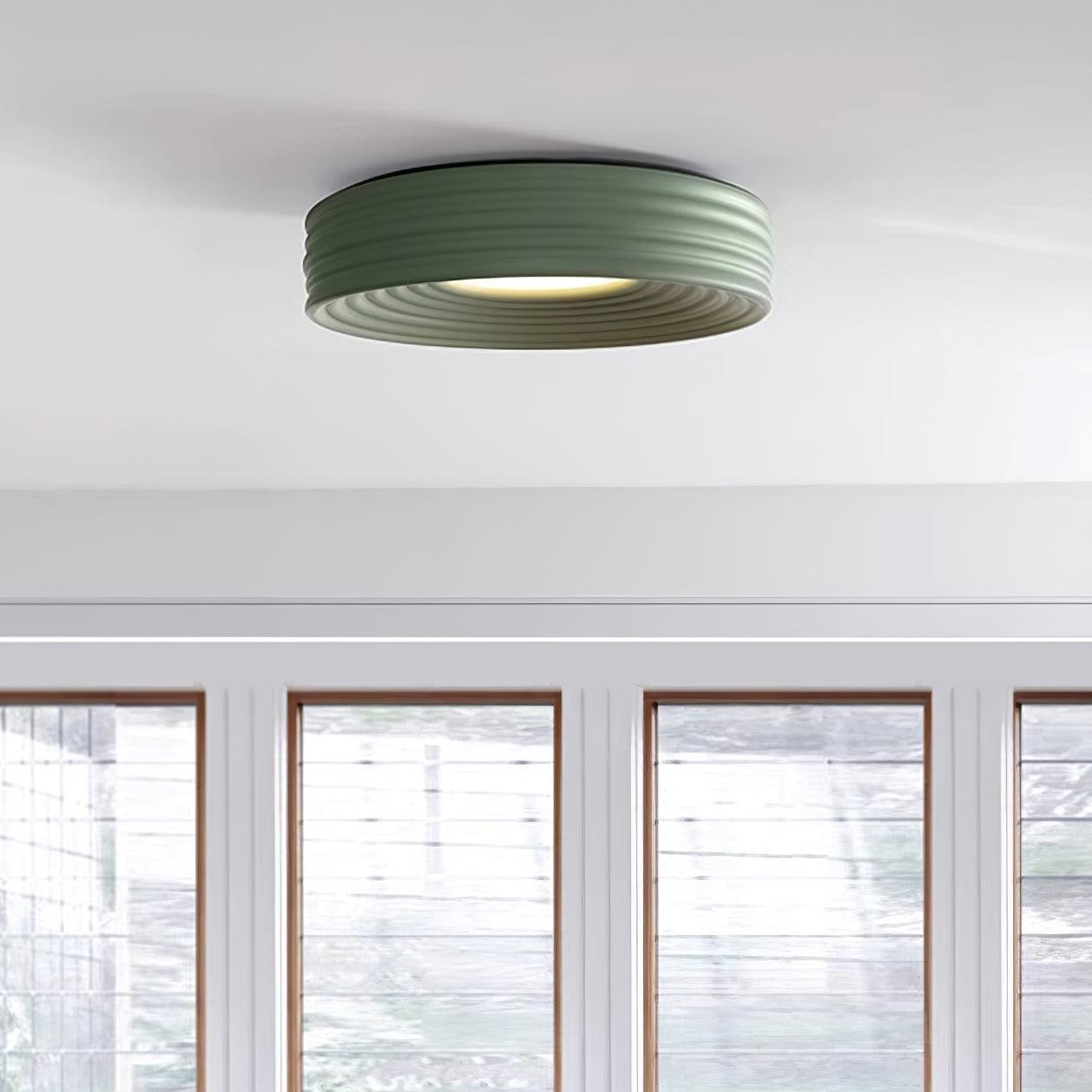 Crèmekleurige geribbelde plafondlamp met drie kleurenverandering HL475
