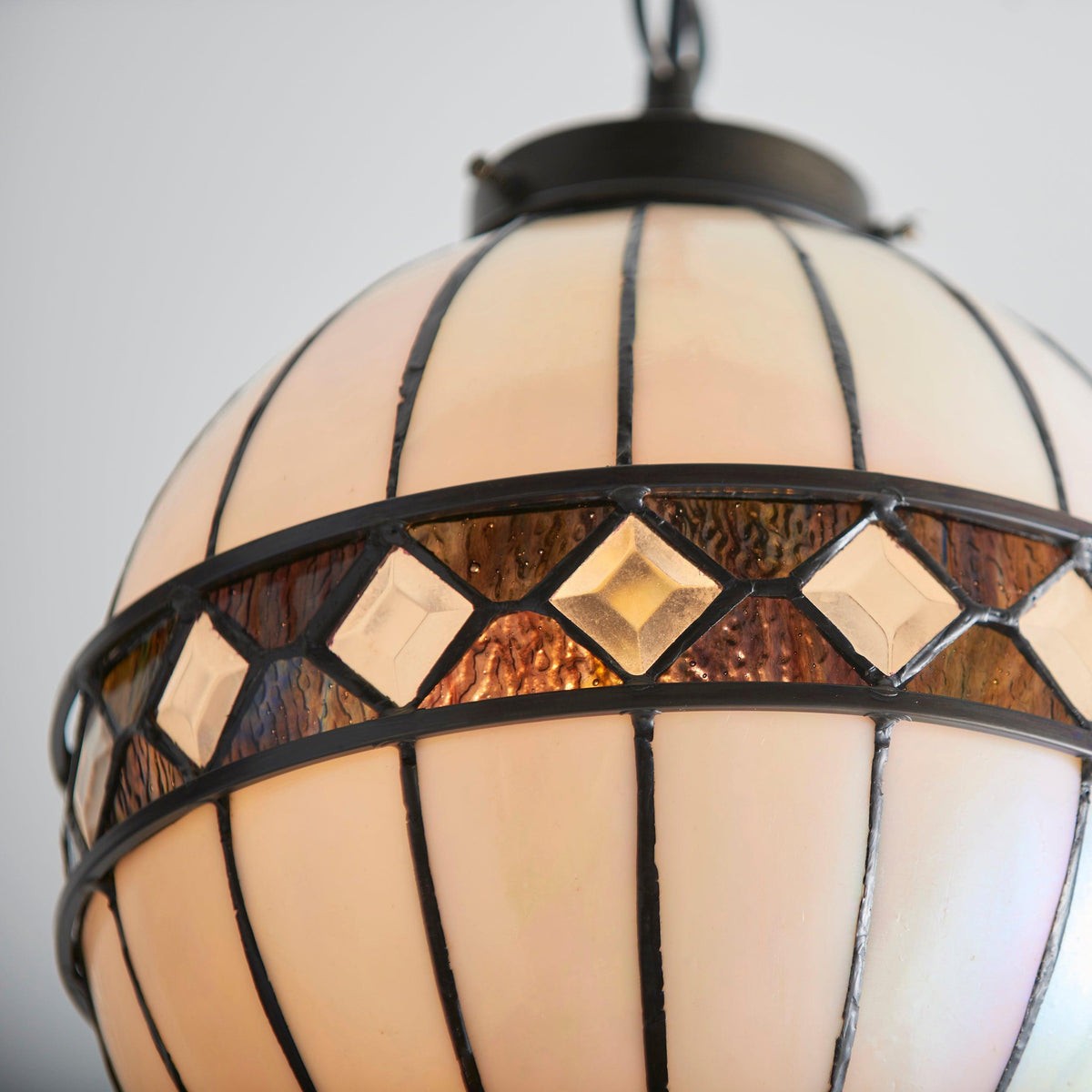 TF Fargo Tiffany-stijl bolvormige hanglamp - Handgemaakte kunstglazen bollamp voor keukeneiland HL2233