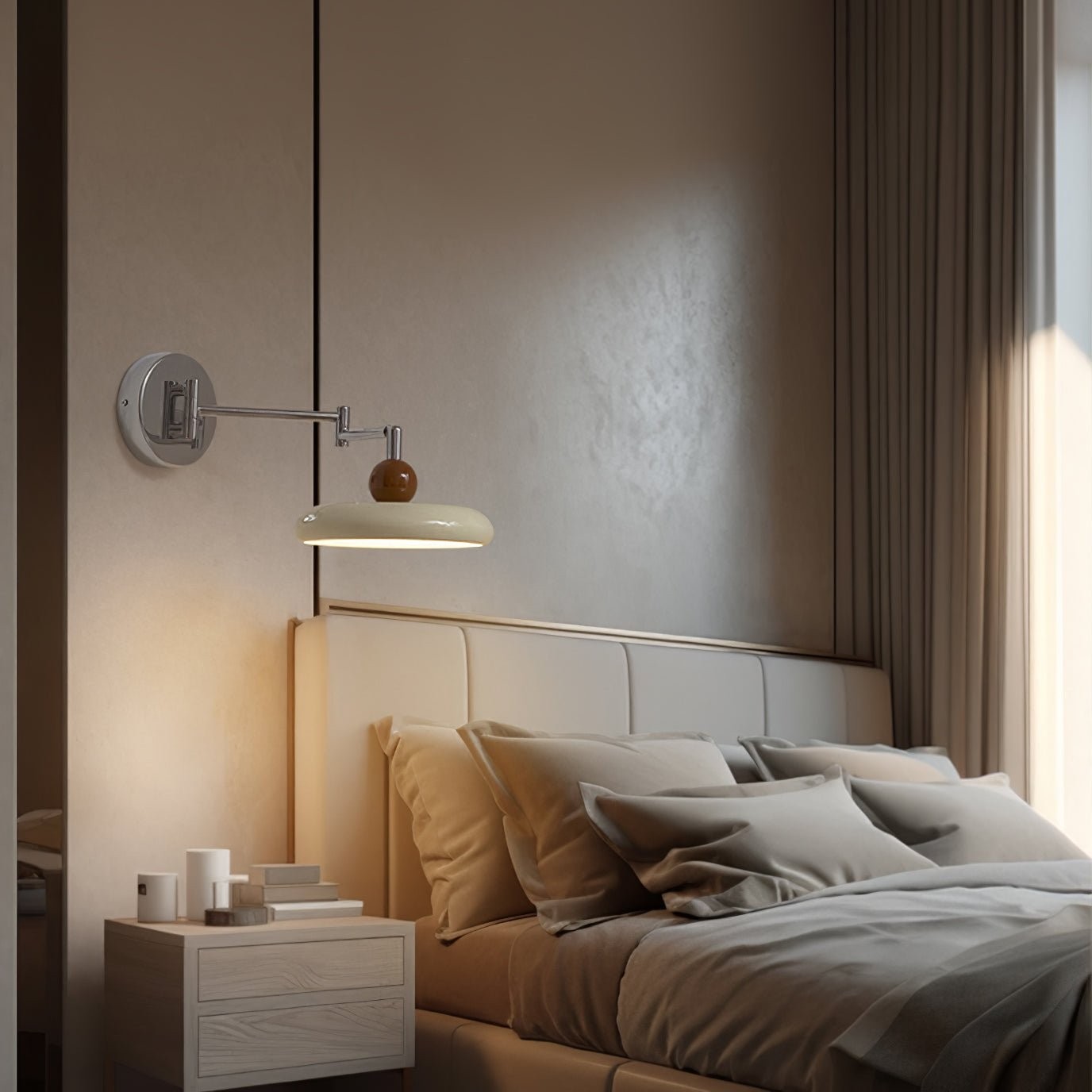Creatieve crèmekleurige stijl draaibare wandlamp met zwenkarm HL609