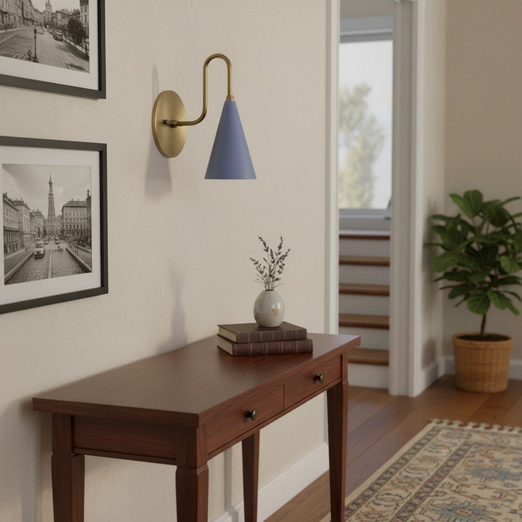 Curva metalen kegelvormige wandlamp - Vintage messing wandlamp voor hal of trappenhuis HL1967