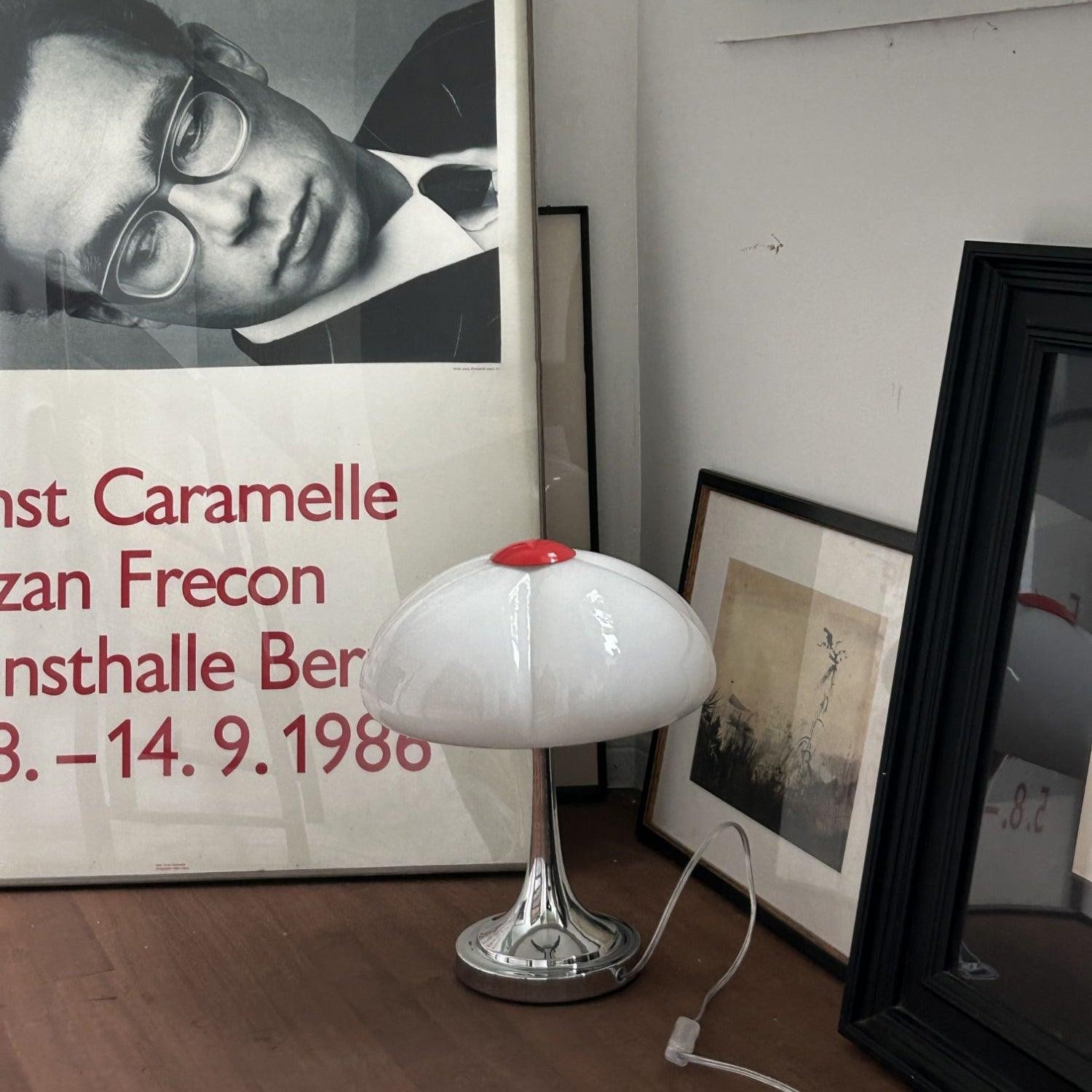 Crèmekleurige glazen paddestoel tafellamp HL883