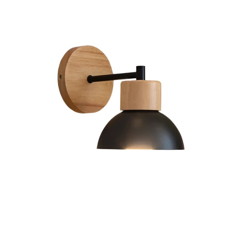 Nordic Wood Iron Shade Japandi Wandlamp HL1293
