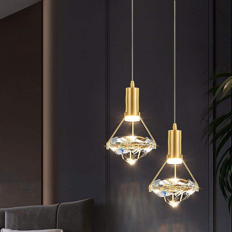 Ruitvormige koperen kristallen hanglamp HL1247