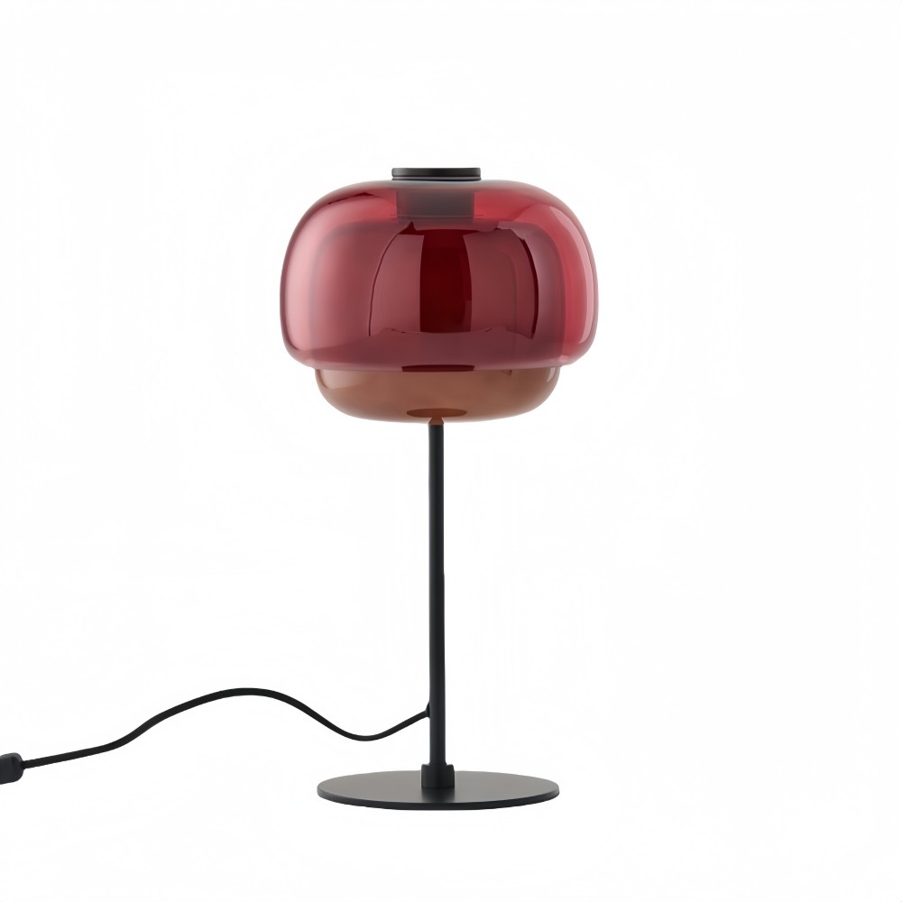 Clinco Dome Tafellamp van Gekleurd Glas - Retro Paddenstoelvormige Nachtlamp voor de Slaapkamer HL1095
