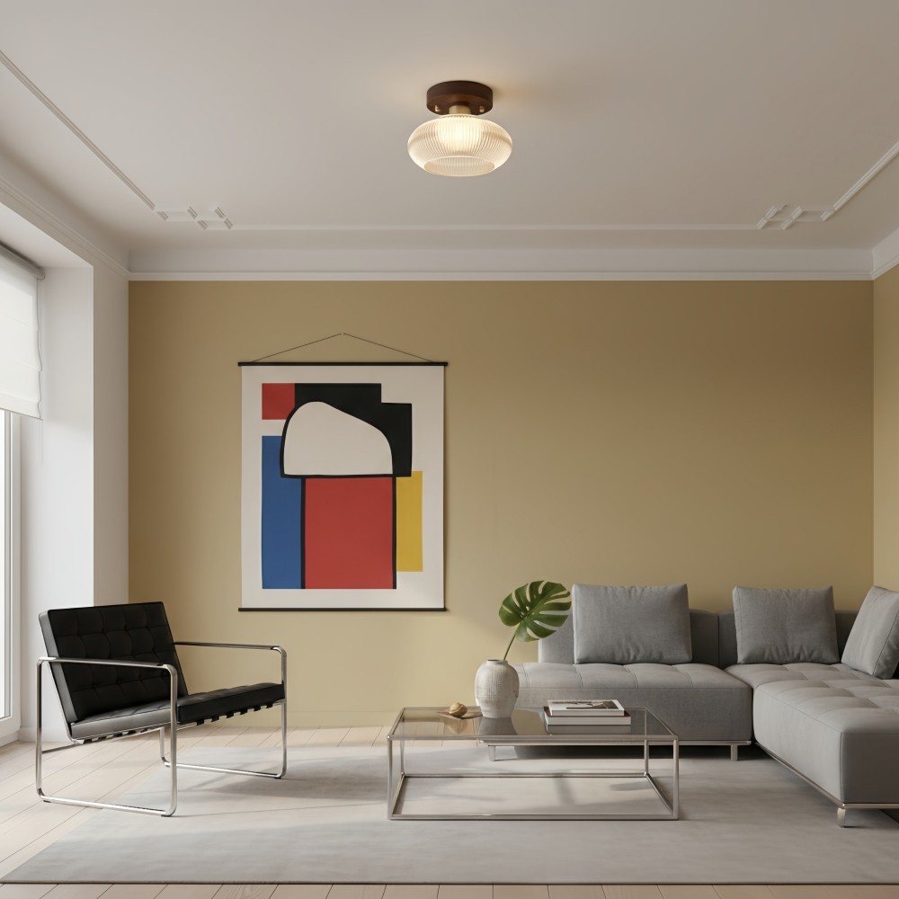 Soliro moderne glazen koepelplafondlamp met strakke, minimalistische vorm voor keukens en woonkamers HL2428