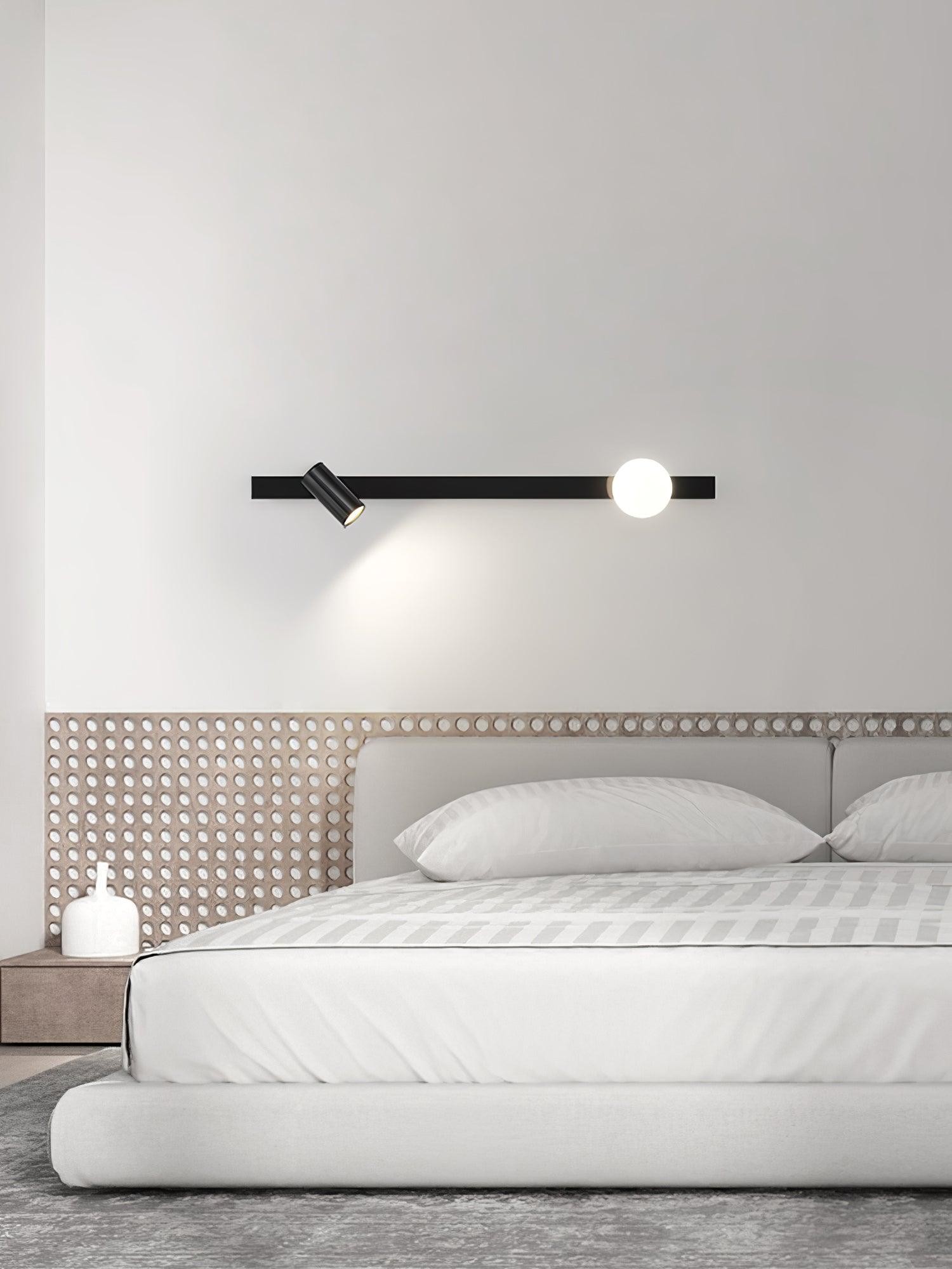 Moderne zwarte lineaire wandlamp met lange arm HL1123