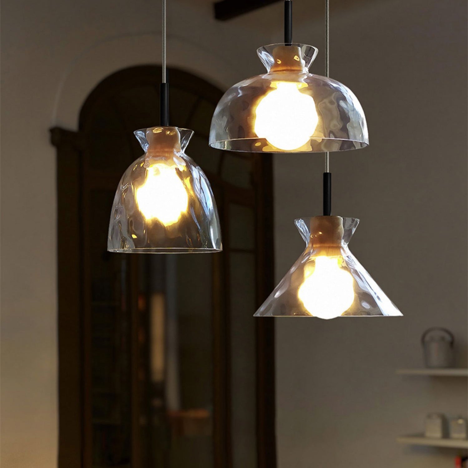 Moderne Water Ripple Transparante Glazen Hanglamp HL798
