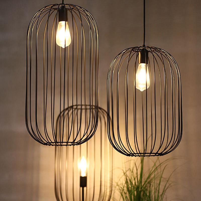 Industriële ijzeren streep kooivloerlamp HL128