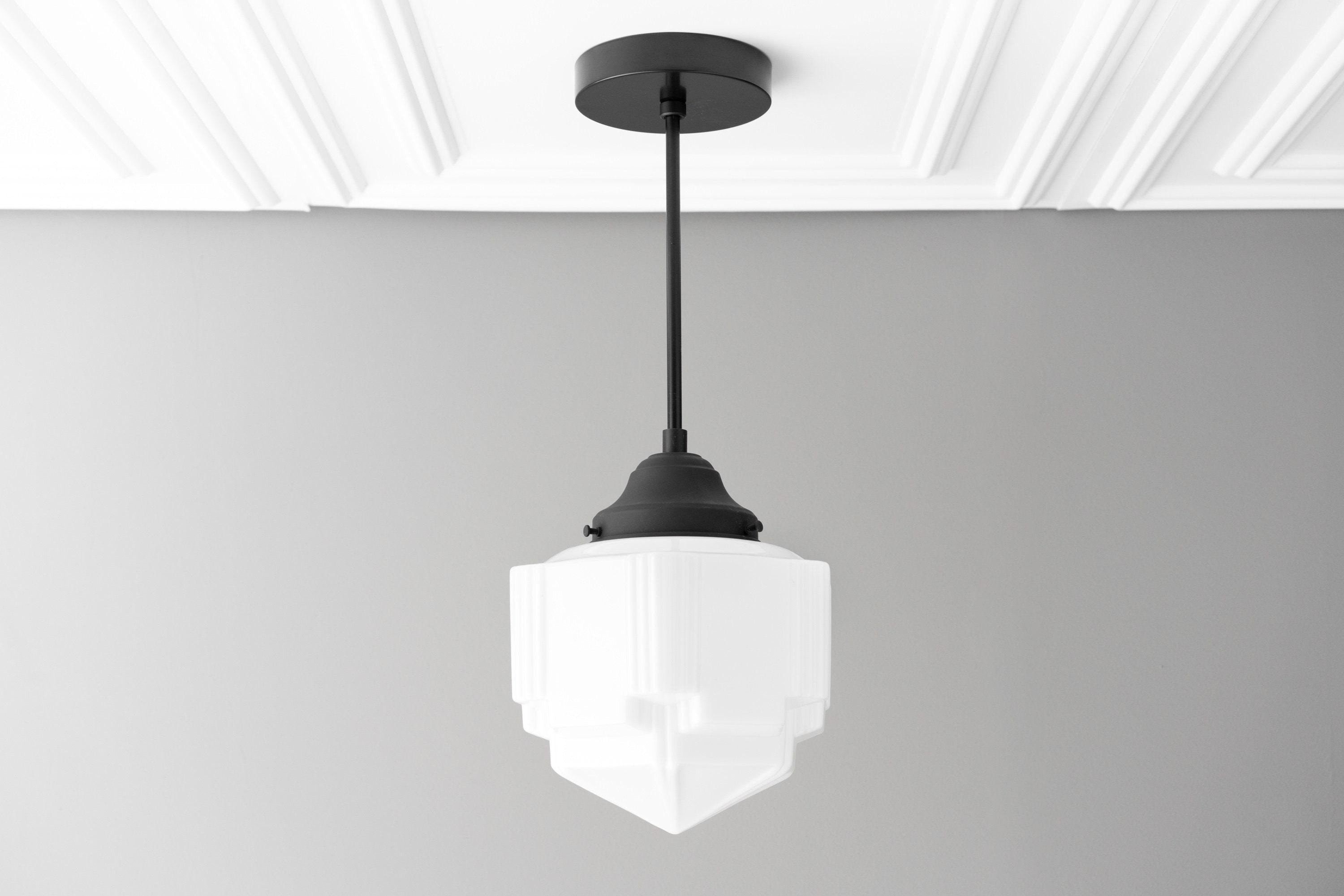 Geotower Glazen Moderne Hanglamp - Wolkenkrabber Design - Afwerking van Messing, Zwart of Nikkel HL1702