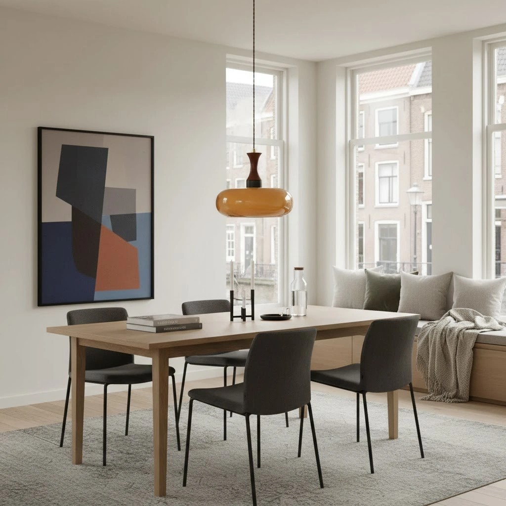 Velora Scandinavische hanglamp in boerderijstijl met glazen kap, modern ontwerp met stekker HL2503