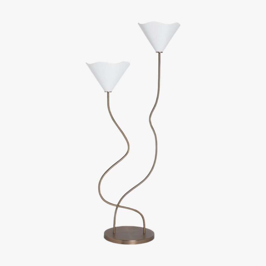 Kysara vloerlamp met dubbele steel en bloemmotief, geschikt voor plaatsing in de woonkamer, slaapkamer of studeerkamer HL1884