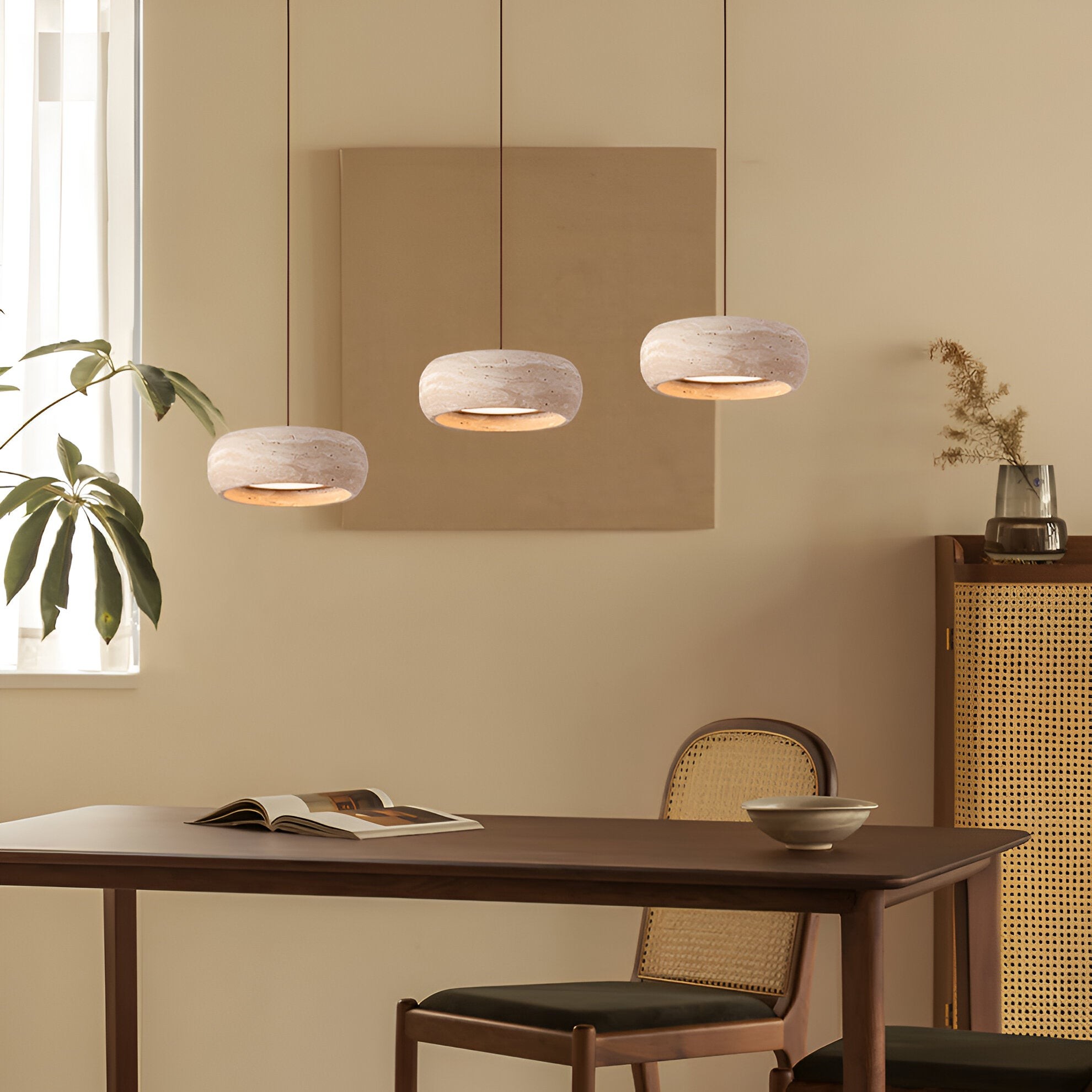 Hanglamp HL3487 in Wabi Sabi-stijl met travertijnsteen
