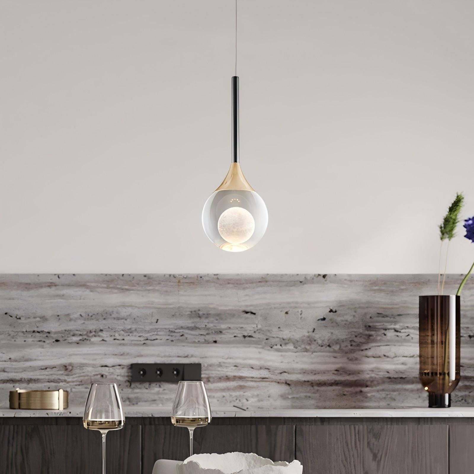 Nordic Crystal Moon Ronde Heldere Glazen Kunst Hanglamp HL923
