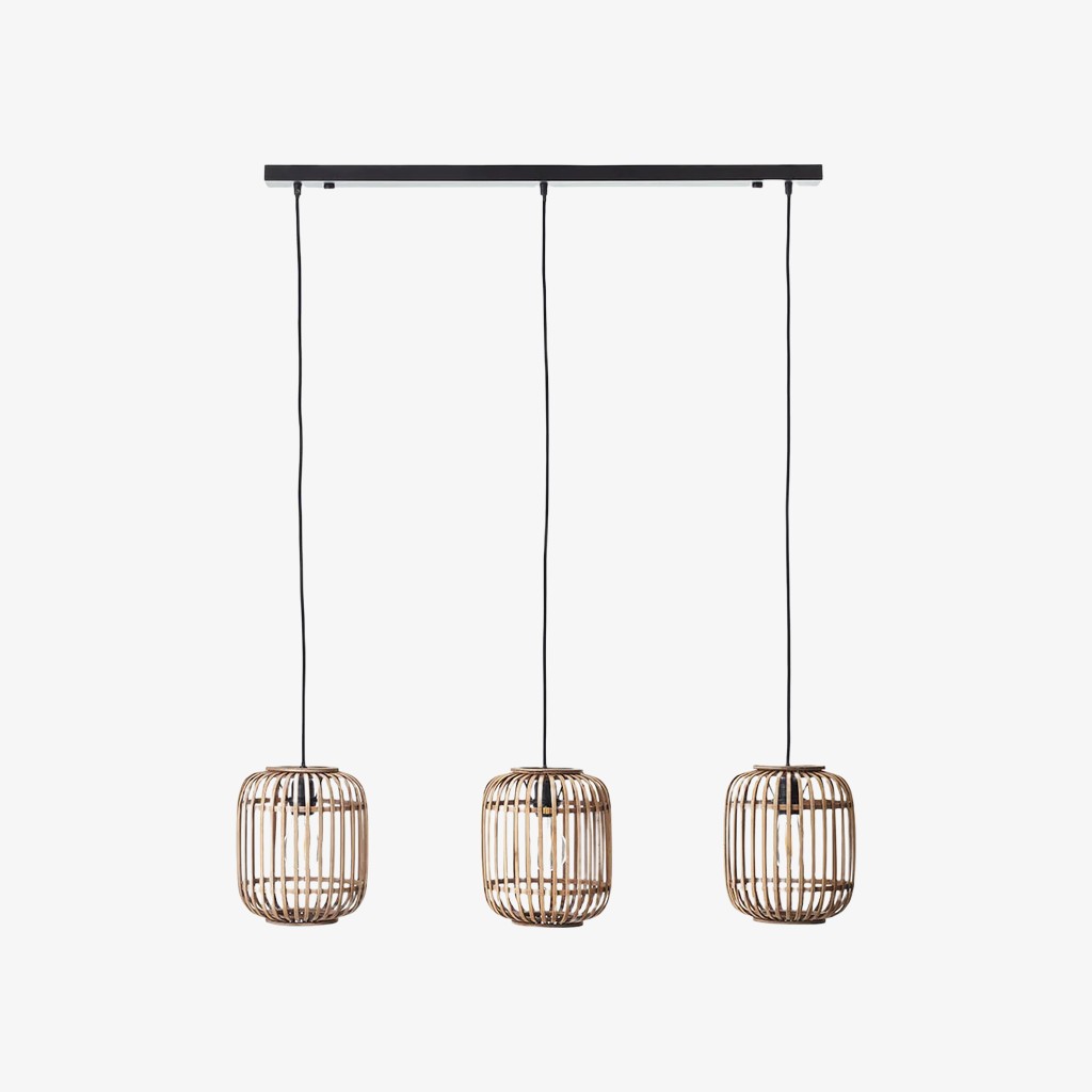 Yumeko Verstelbare Bamboe Hanglamp - Natuurlijke Kooi Plafondlamp Perfect voor Woon- en Eetkamer HL2197