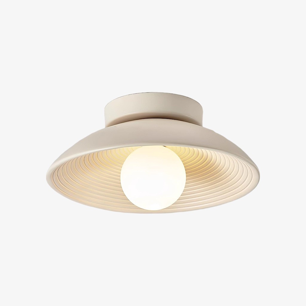 Ovalune plafondlamp met organische textuur, sculpturaal ontwerp, vlakke montage - moderne stijl voor de woonkamer HL2323