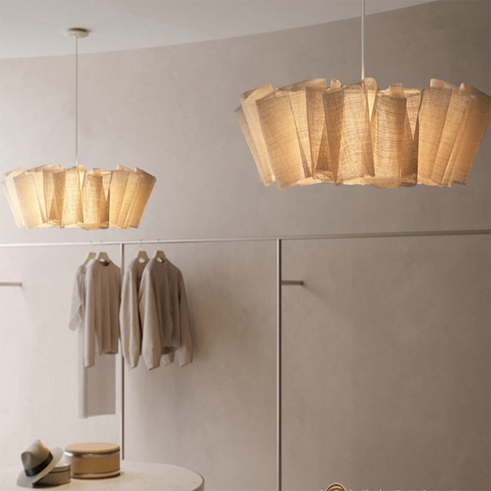 Hanglamp met geplooide stof van Noords linnen HL1403