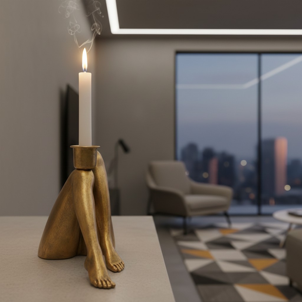 Kickra Kaarsenhouder Met Pootgeïnspireerde Basis - Artistieke Hars Houder Voor Eettafels HL2416