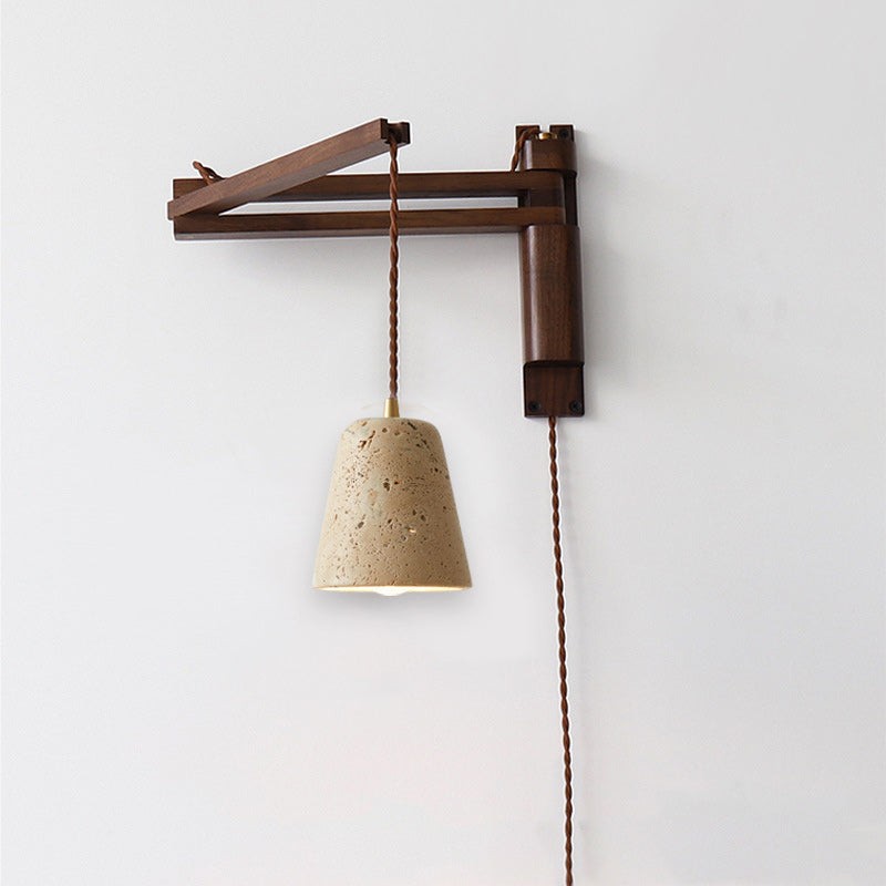 Traditionele Japanse houten travertijn bolvormige intrekbare opvouwbare wandlamp HL1111