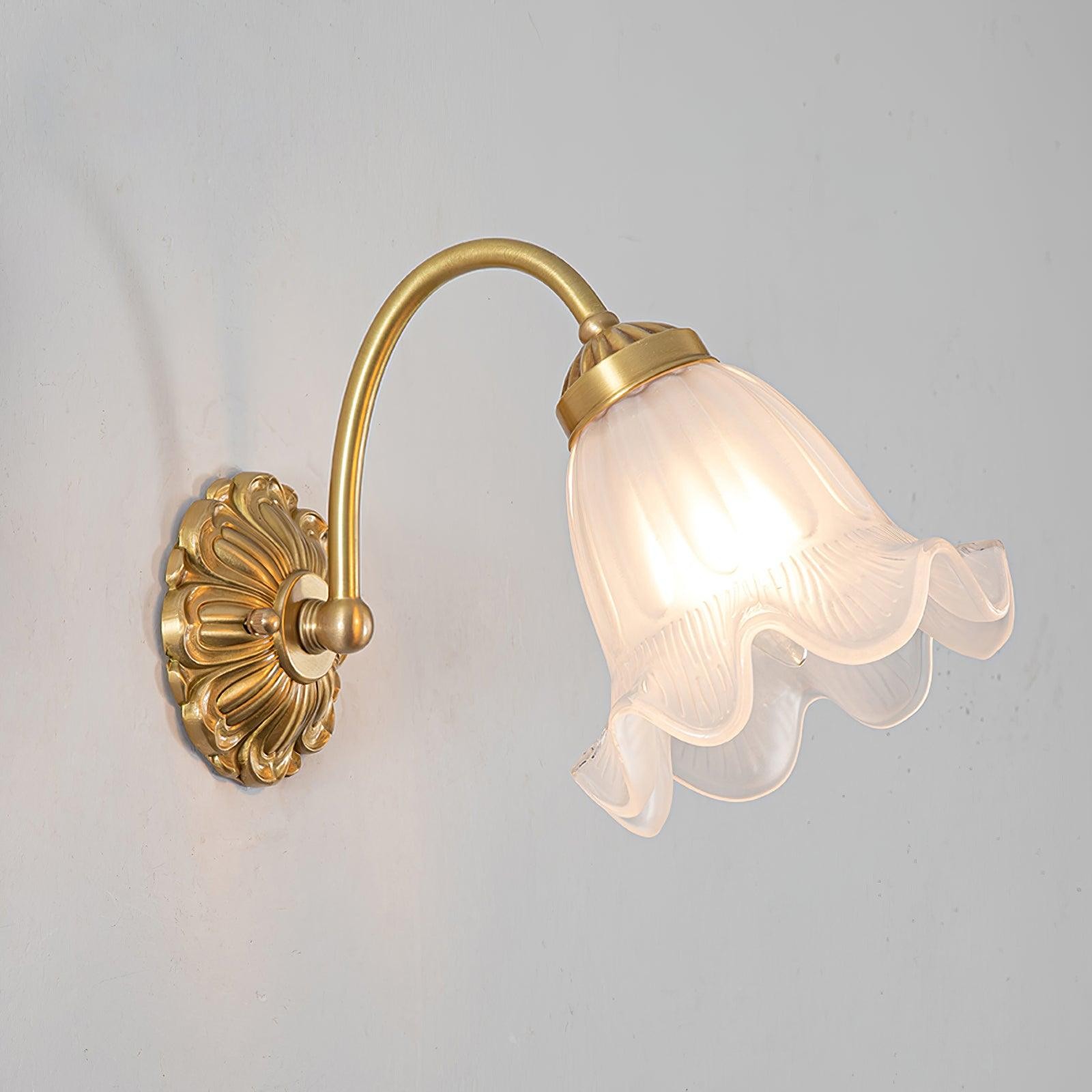 Nordic Modern Retro Elegant Bloem Messing Glas Wandlamp HL393