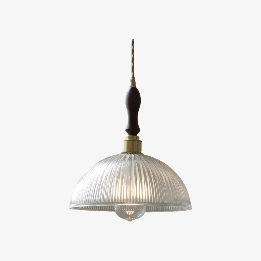 Ribilux geribbelde hanglamp - Vintage glas en metaal voor keuken en eetkamer HL2461