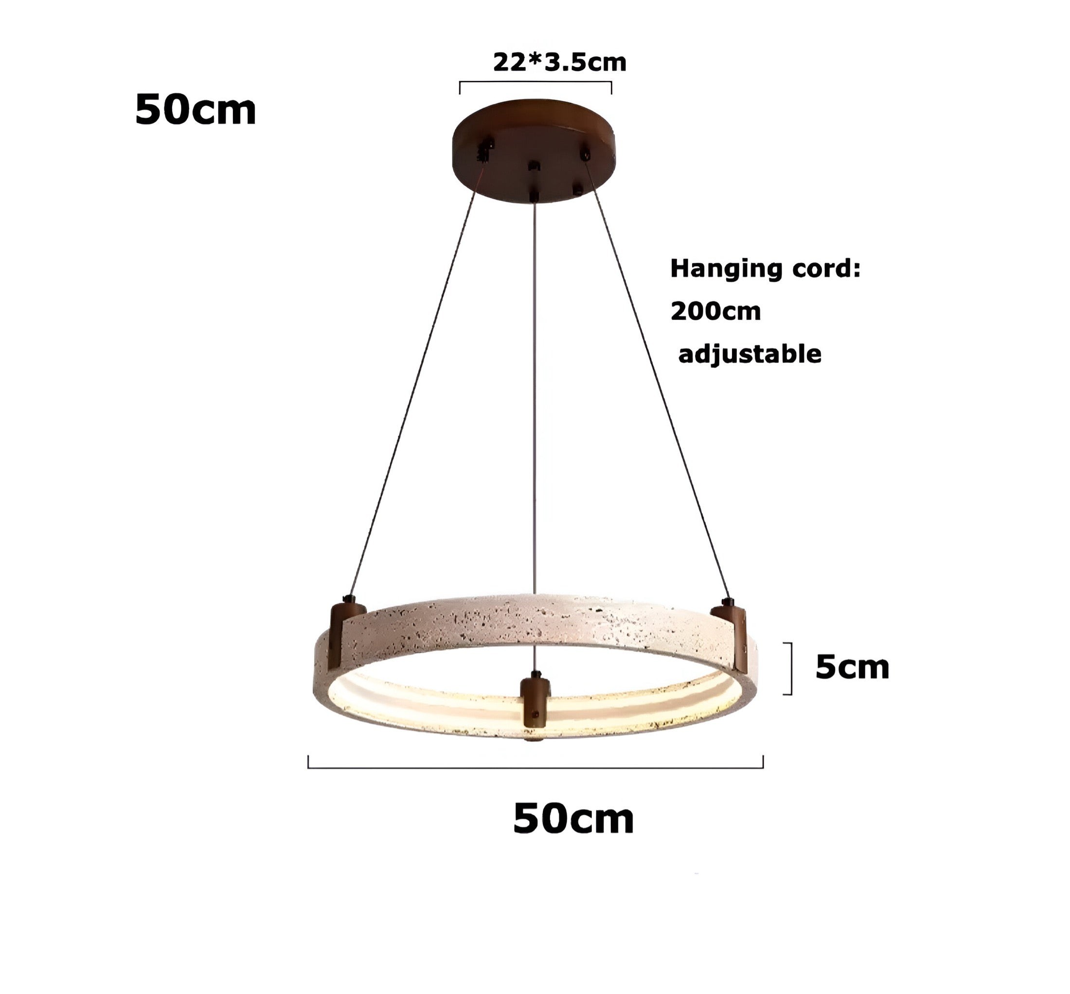 Eenvoudige ronde travertijn hanglamp HL974