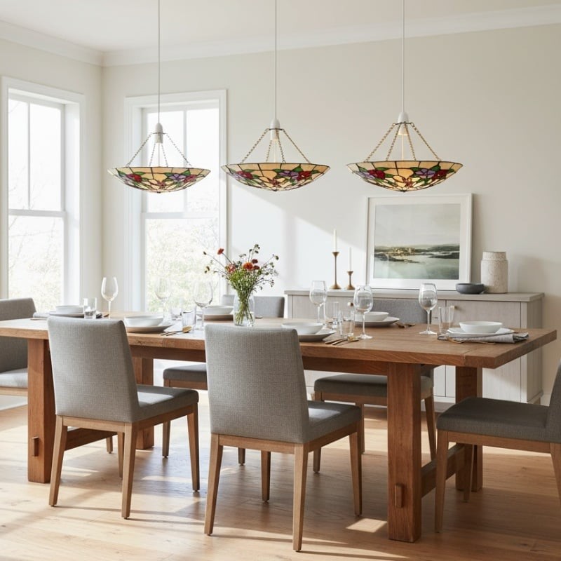 TF Butterfly hanglamp - Decoratieve hanglamp met glas-in-lood voor slaapkamer of hal HL2027