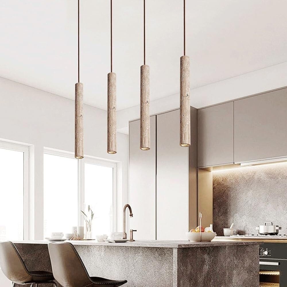 Moderne hanglamp HL3410 met marmeren travertin cilinder.