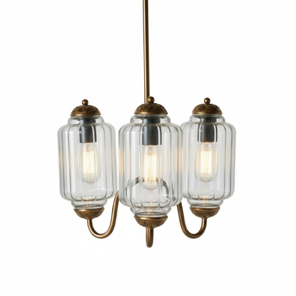 Vintage Eloise Melkglas Geribbelde Kroonluchter HL1081